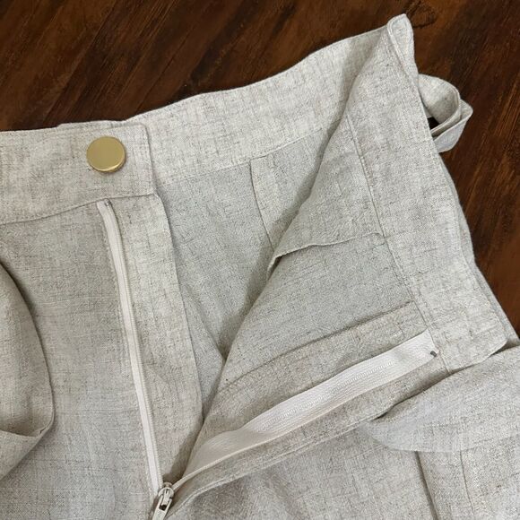 SHOW ME YOUR MUMU Hadley Linen-Blend Shorts Beige High Rise Belted NWT - Picture 8 of 12